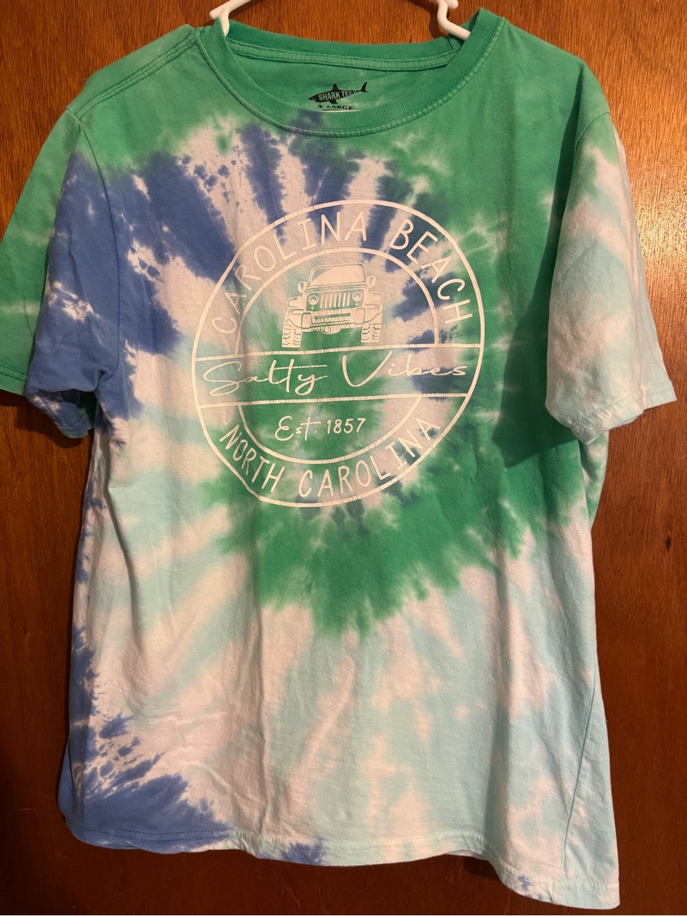 Carolina Beach "Salty Vibes" Tie-Dye Short Sleeve Tee - Green & Blue